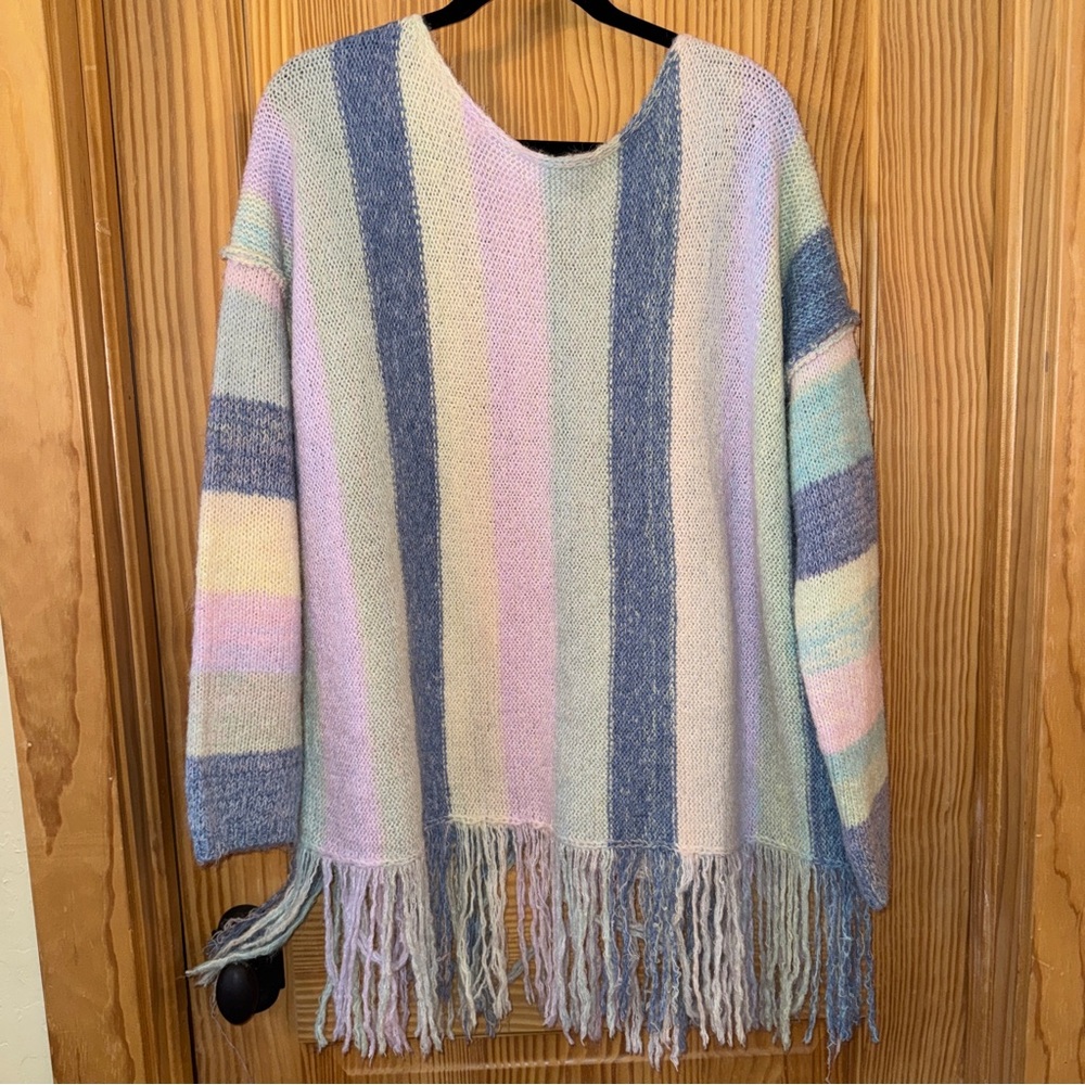 Striped Multicolor Fringe Sweater - Picture 4 of 4